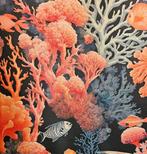 Exclusieve stof met koralen en vissen - 300x280cm -, Antiquités & Art, Tapis & Textile