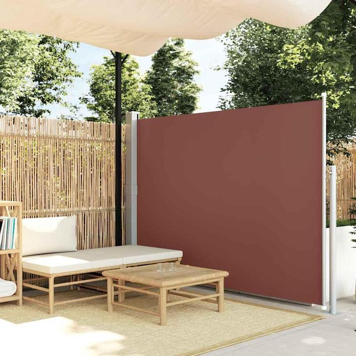 vidaXL Zijluifel uittrekbaar 160x500 cm bruin, Tuin en Terras, Parasols, Nieuw, Verzenden