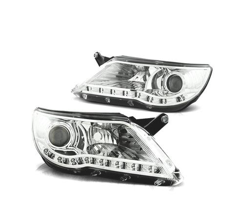 PHARES POUR VOLKSWAGEN VW TIGUAN 07-11 LED DAYLIGHT FOND CHR, Auto-onderdelen, Verlichting, Verzenden