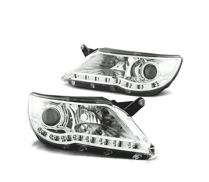 PHARES POUR VOLKSWAGEN VW TIGUAN 07-11 LED DAYLIGHT FOND CHR, Autos : Pièces & Accessoires, Éclairage, Envoi