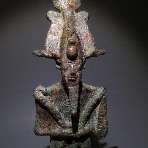 Égypte ancienne Bronze Sculpture du dieu Osiris. 20,5 H., Verzamelen, Mineralen en Fossielen
