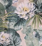 300x280cm! Exclusief textiel met geschilderde lotussen -