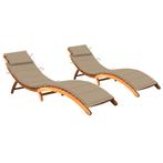 vidaXL Ligbedden 2 st met kussens massief acaciahout, Tuin en Terras, Ligbedden, Verzenden, Nieuw