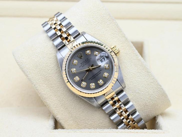 Rolex Lady-Datejust Ref. 69173 Year 1996 (Box & Papers), Handtassen en Accessoires, Horloges | Dames, Goud, Zo goed als nieuw
