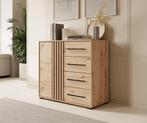 Meubella Dressoir eiken 93 cm - 1 deur 4 lades, Verzenden, Nieuw, 25 tot 50 cm, 50 tot 100 cm
