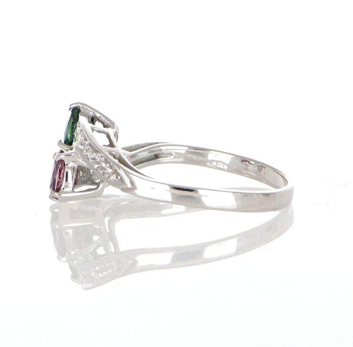 Zonder Minimumprijs - Ring - 18 karaat Witgoud Saffier -, Handtassen en Accessoires, Ringen