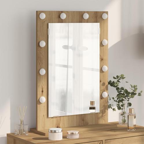 vidaXL Make-upspiegel met LED Verlichting in Artisan Eiken, Huis en Inrichting, Woonaccessoires | Spiegels, Nieuw, Verzenden