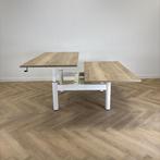 Gispen duo slingerbureau, 160x80 cm, natuur eiken - wit, Huis en Inrichting, Bureaus, Gebruikt, Bureau