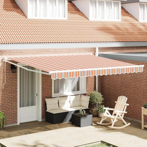 vidaXL Handmatige Inklapbare Markies met Multikleur Streep, Tuin en Terras, Zonneschermen, Nieuw, Verzenden