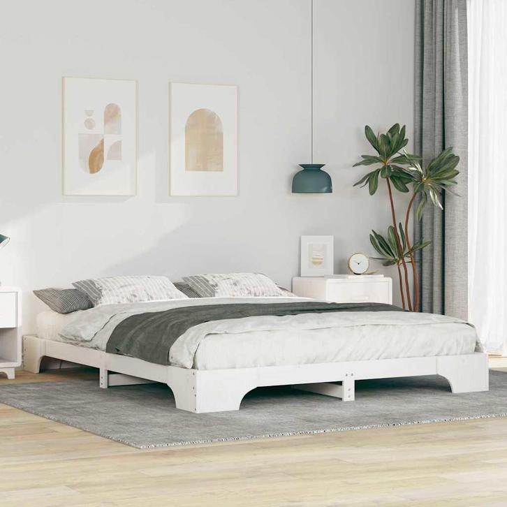 vidaXL Bedframe Wit 160 x 220 cm Massief grenenhout, Huis en Inrichting, Slaapkamer | Bedden, Nieuw, Verzenden