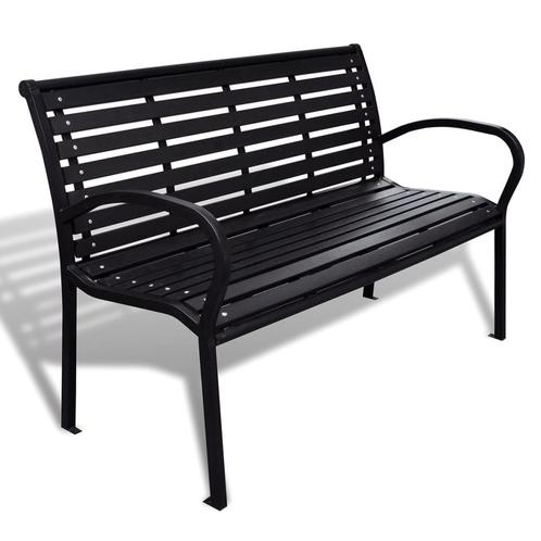 vidaXL Tuinbank 125 cm staal en HKC zwart, Tuin en Terras, Tuinsets en Loungesets, Nieuw, Verzenden