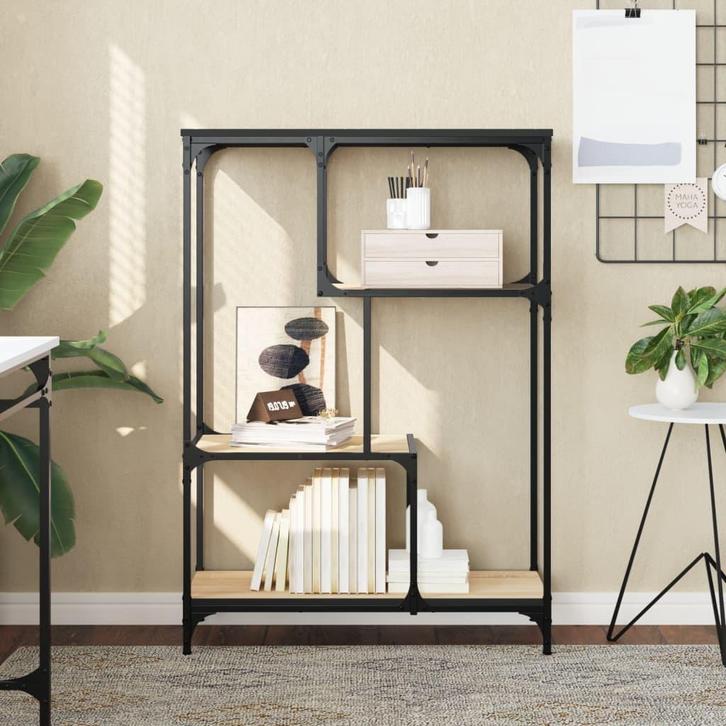 vidaXL Boekenrek 81x36x115 cm bewerkt hout en staal sonoma, Huis en Inrichting, Kasten | Boekenkasten, Nieuw, Verzenden