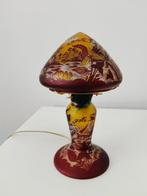 Galle Style Mushroom Table Lamp: Floral Dragonfly Design -