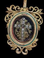 Reliekhouder - Hout, Zilver, Glas, Textiel - 1850-1900 - Het