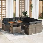 vidaXL Tuinbank Set met opslag 9 pcs Grijs Poly rattan, Tuin en Terras, Tuinsets en Loungesets, Verzenden, Nieuw