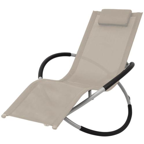 vidaXL Chaise longue géométrique dextérieur Acier Crème, Jardin & Terrasse, Chaises longues, Neuf, Envoi