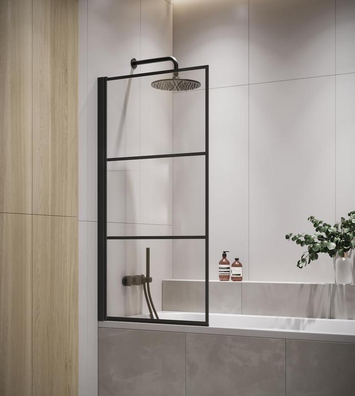 Badwand Berkan 70 x 140 cm Zwart Badscherm Draaibaar 5 mm, Bricolage & Construction, Sanitaire, Envoi