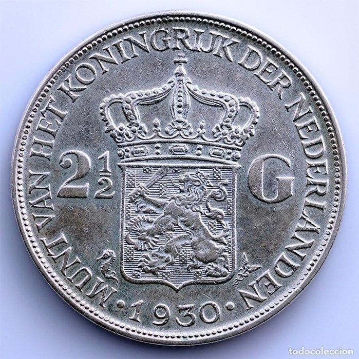 Nederland. Wilhelmina. 2 1/2 Gulden 1930 Utrecht. (Zonder, Postzegels en Munten, Munten | Nederland