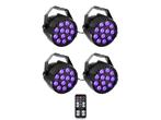 Ibiza Light 4x 36W RGB LED PAR Spots 3-in-1 Wash Effect DMX, Nieuw