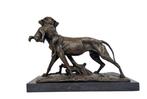 Figurine - Hunting dog with rabbit - Bronze, Antiquités & Art