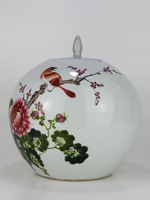 Pot - Porselein - Pot met vogel en pioen, Antiquités & Art, Antiquités | Autres Antiquités