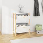 vidaXL Schoenenkast 57,5x33x80 cm bewerkt hout wit, Verzenden, Nieuw