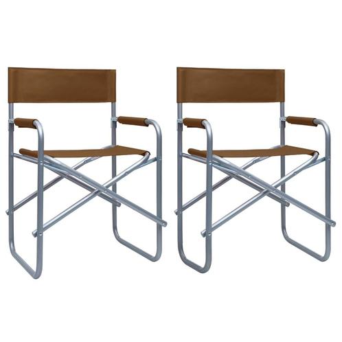vidaXL Regisseursstoelen 2 st staal bruin, Tuin en Terras, Tuinstoelen, Nieuw, Verzenden