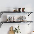 vidaXL Plankdragers 4 st 30x2,5x15,5 cm roestvrijstaal zwart, Verzenden, Nieuw