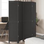 vidaXL Kamerscherm met 4 panelen massief paulowniahout zwart, Verzenden, Nieuw