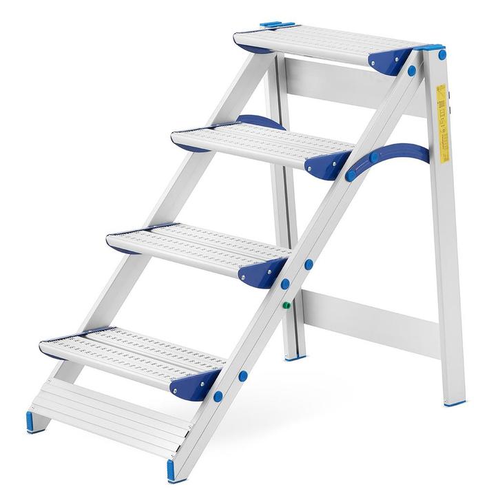 Huishoudtrap - 4 treden - aluminium - werkhoogte 293 cm, Doe-het-zelf en Bouw, Ladders en Trappen, Nieuw, Ophalen of Verzenden