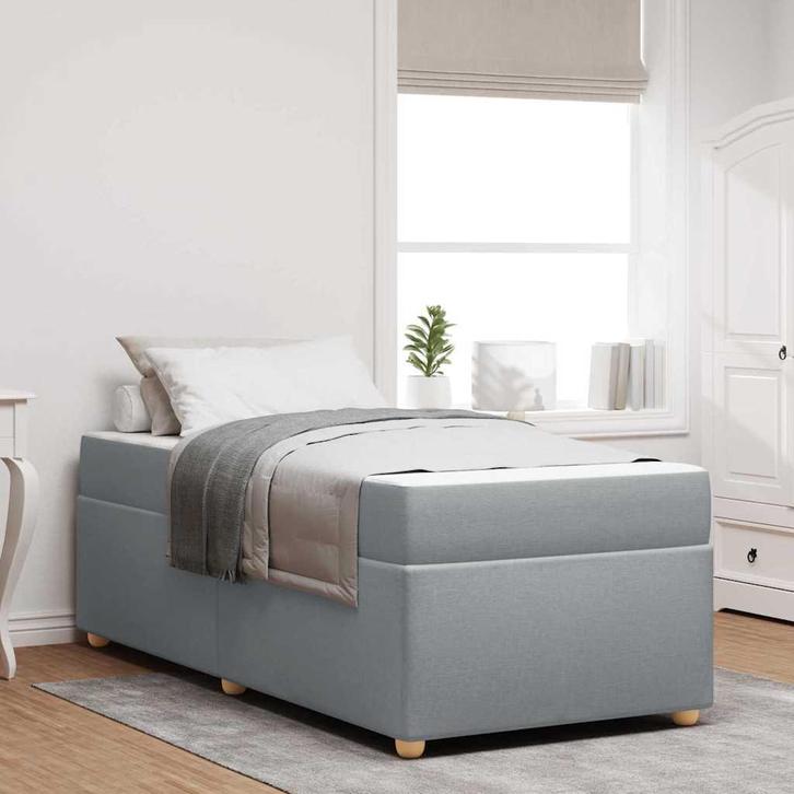 vidaXL Bedframe met matras Lichtgrijs 80 x 200 cm Stof, Maison & Meubles, Chambre à coucher | Lits, Envoi