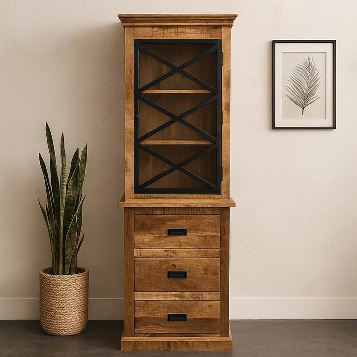 Buffetkast Mangohout Milan 65 X, Huis en Inrichting, Kasten | Buffetkasten, Nieuw, Overige houtsoorten, Verzenden