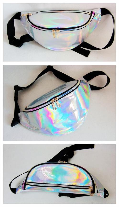 Grote Iridescent Heuptas Zilver Holografisch Heuptasje Fanny, Handtassen en Accessoires, Tassen | Damestassen, Overige kleuren