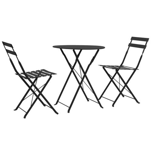 vidaXL 3-delige Bistroset staal zwart, Tuin en Terras, Tuinsets en Loungesets, Nieuw, Verzenden