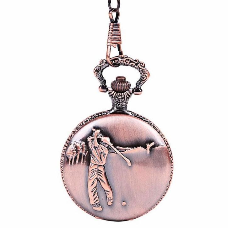 Fako - Zakhorloge - XXL - Golf - Ø 47mm - Antiek Roodbruin, Handtassen en Accessoires, Horloges | Heren, Verzenden