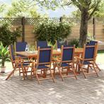vidaXL 9-delige Tuinset massief acaciahout en textileen, Tuin en Terras, Verzenden, Nieuw, Tuinset