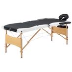 vidaXL Massagetafel inklapbaar 3 zones hout zwart en wit, Sport en Fitness, Verzenden, Nieuw