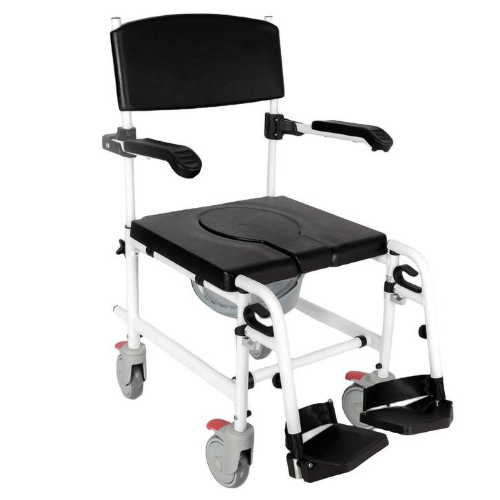 Verrijdbare douchestoel en toiletstoel in 1 (5 wielen), Diversen, Verpleegmiddelen, Ophalen of Verzenden