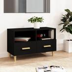 vidaXL Tv-meubel 80x36x50 cm bewerkt hout zwart, Huis en Inrichting, Kasten |Televisiemeubels, Verzenden, Nieuw