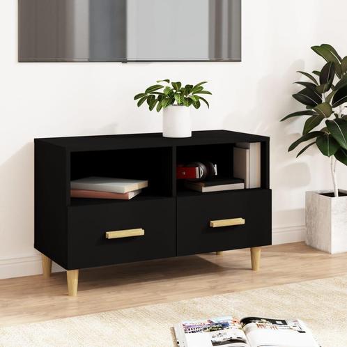 vidaXL Tv-meubel 80x36x50 cm bewerkt hout zwart, Huis en Inrichting, Kasten |Televisiemeubels, Nieuw, Verzenden