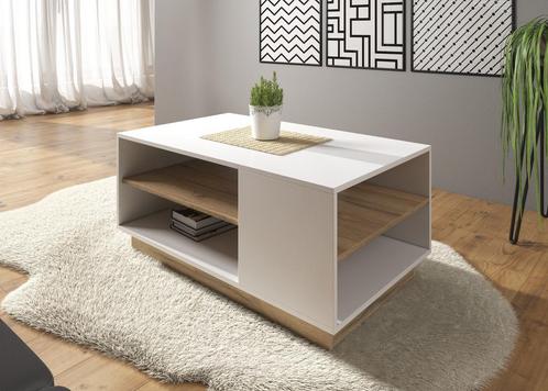 Salontafel Ashley - Wit - Eiken - 100 cm, Maison & Meubles, Tables | Tables de salon, Envoi