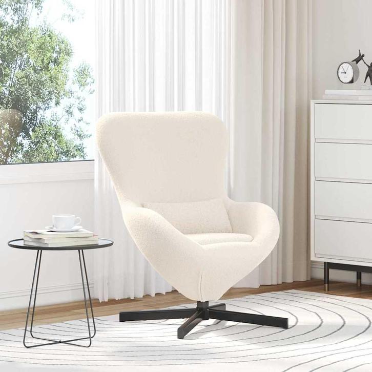 vidaXL Eivormige stoel Crème 63 x 73 x 90 cm Kratig, Huis en Inrichting, Fauteuils, Nieuw, Verzenden