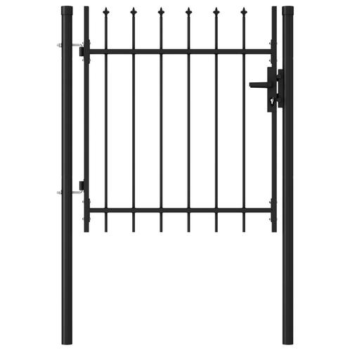 vidaXL Poort met puntige bovenkant enkel 1x1 m staal zwart, Tuin en Terras, Tuinpoorten, Nieuw, Verzenden