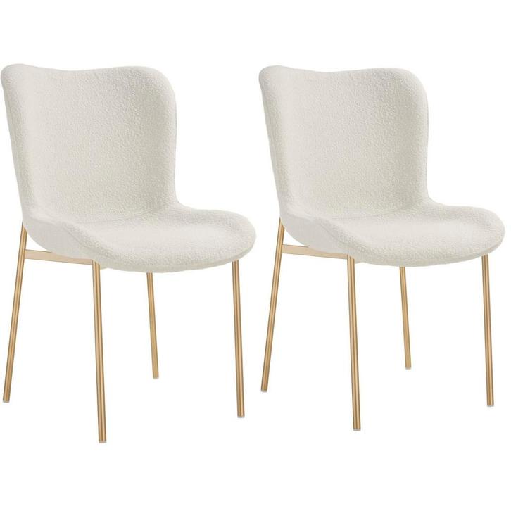 tectake Gestoffeerde stoel Tessa - Bouclé wit/goud, Set van, Huis en Inrichting, Stoelen, Verzenden
