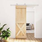 vidaXL Schuifdeur met beslag 70x210 cm massief grenenhout, Doe-het-zelf en Bouw, Deuren en Vliegenramen, Verzenden, Nieuw