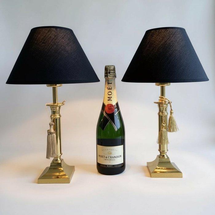 Tafellamp (2) - Zoet en chique set lampen - Messing, Textiel, Antiek en Kunst, Curiosa en Brocante