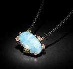 925 zilver - zwart gerhodineerd - 35 ct Larimar - toermalijn