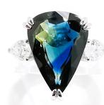 Bague - 18 carats Or blanc, Zafiro SANS CHALEUR 6,75 ct, Nieuw