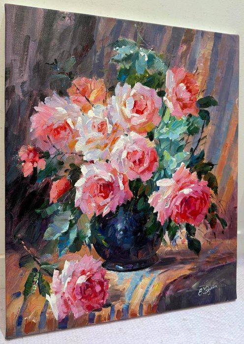 Ekaterina Dzuba (1982) - Splendeur de Roses - Bouquet, Antiek en Kunst, Kunst | Schilderijen | Klassiek