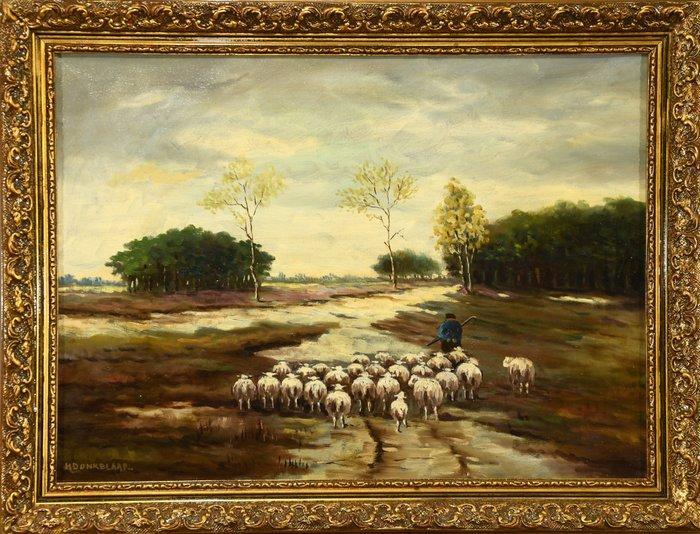 Herman Donkelaar(1920-1972) - Schaapherder met zn kudde in, Antiek en Kunst, Kunst | Schilderijen | Klassiek